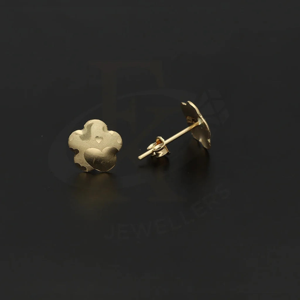 Broad hoop earrings-Gold Flower Shaped Stud Earrings 18KT - FKJERN18K5118