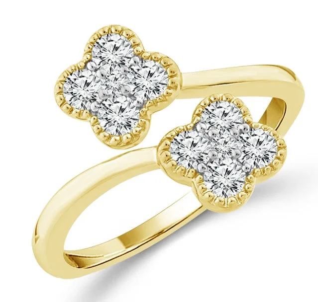 Wave style rings-14 Karat Yellow Women's Diamond Fashion Ring