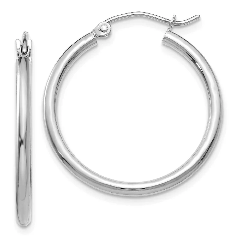 Painted art earrings-2mm, 14k White Gold Classic Round Hoop Earrings, 25mm (1 Inch)