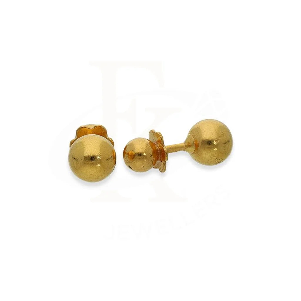 Raw wood earrings-Gold Balls Stud Earrings 21KT - FKJERN21K2170