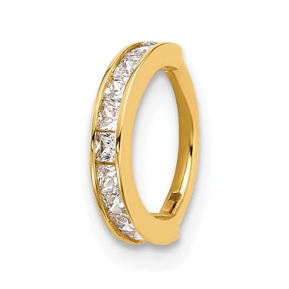 Etched band rings-14k Gold 18 Gauge Polished CZ Hinged Cartilage Ring