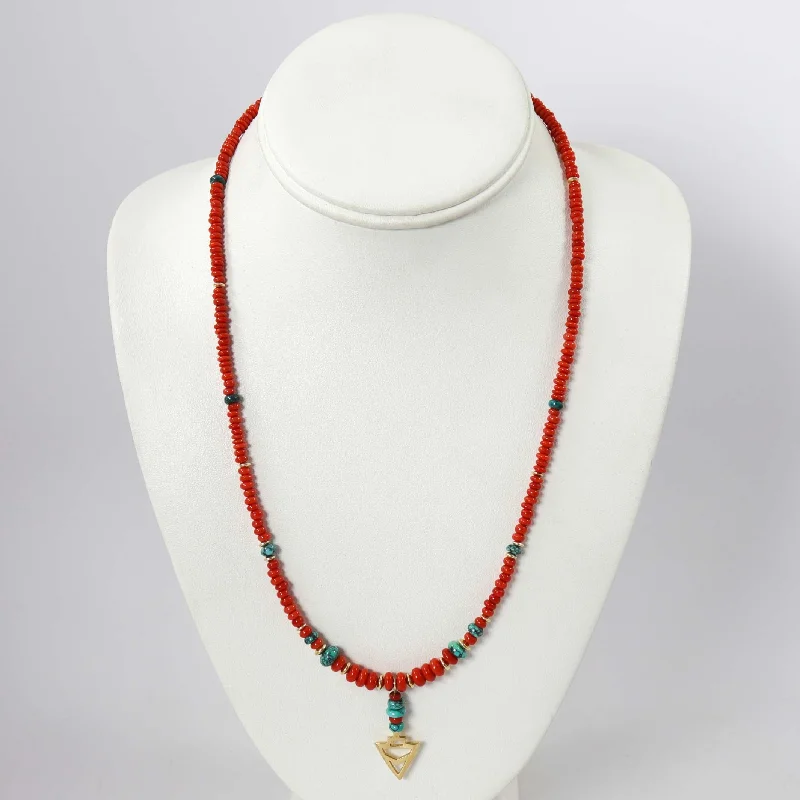 Off-center necklaces-Coral and Gold Necklace