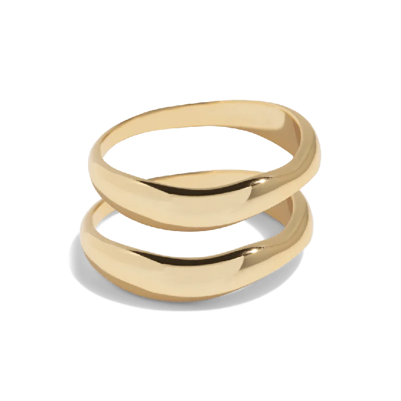 Detailed accent rings-THE DOUBLE TROUBLE RING SET - Solid 14k gold