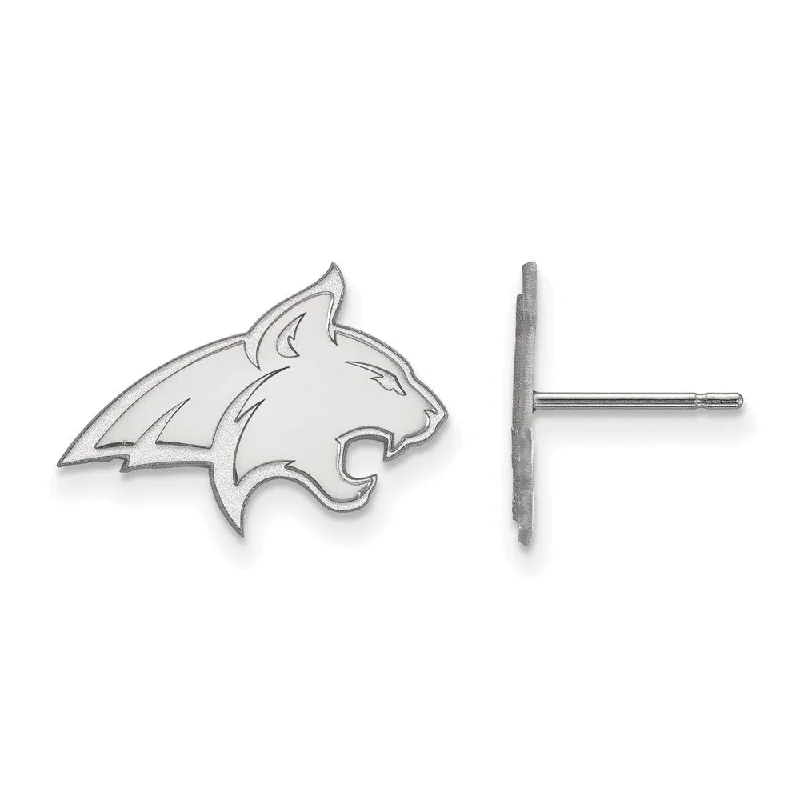 Smooth wood earrings-14k White Gold Montana State University Small Post Earrings