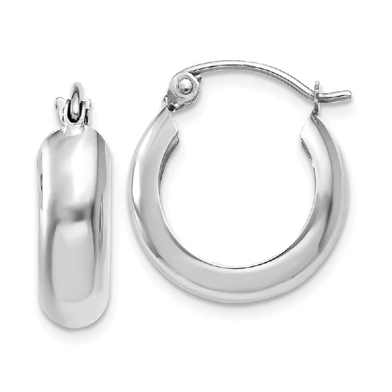 Smoky quartz earrings-4.75mm, 14k White Gold Half Round Hoop Earrings, 12mm (7/16 Inch)