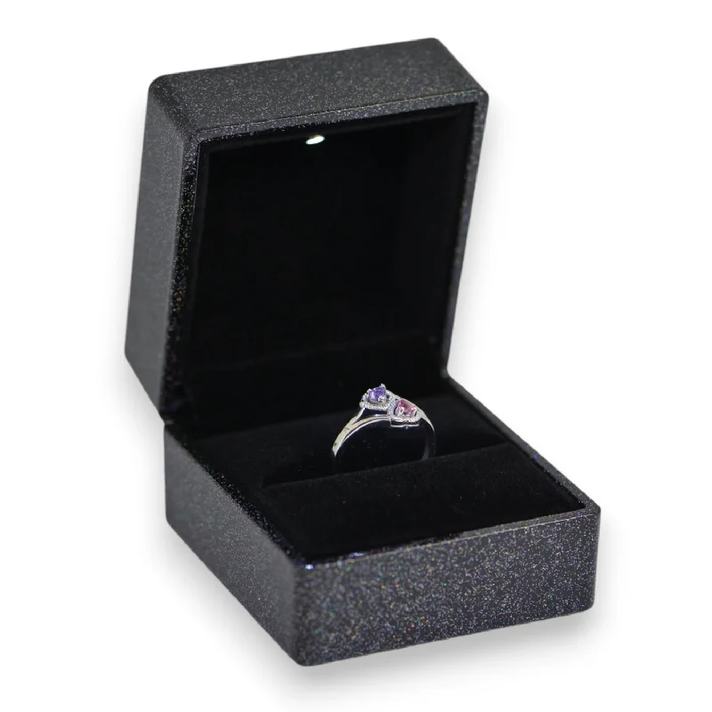 Vintage flair rings-Back Glitter LED Ring Box