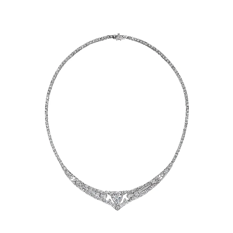 Vertical bar necklaces-Trillion Cut Diamond Necklace, 5 CT