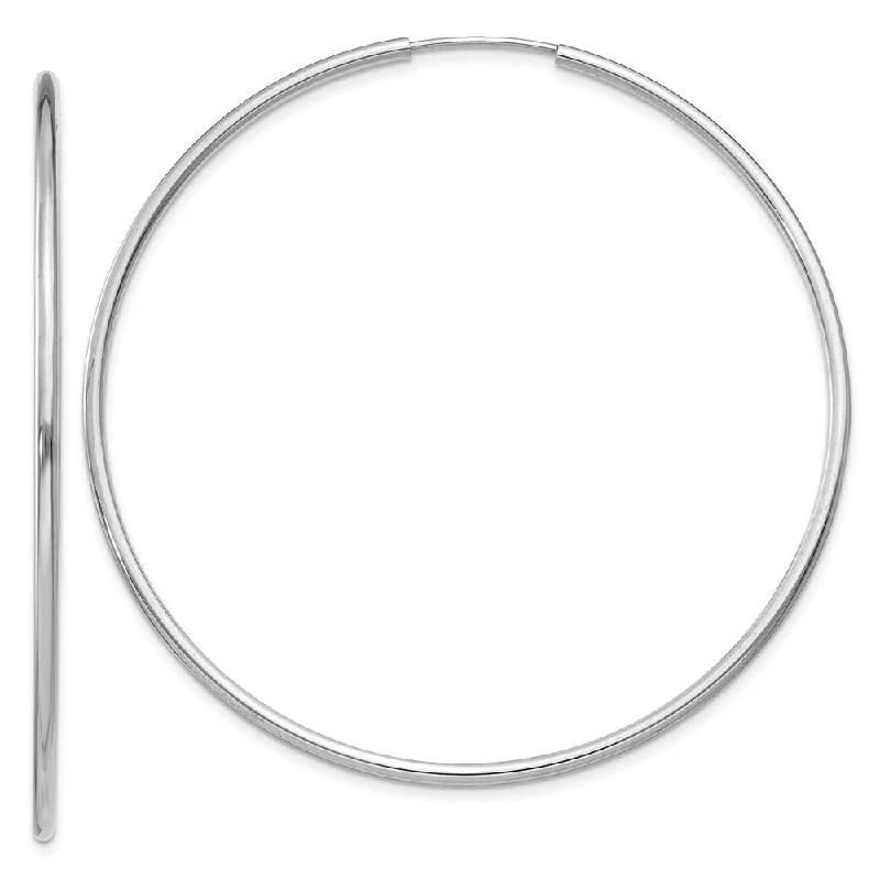 Sculpted ring earrings-1.5mm, 14k White Gold Endless Hoop Earrings, 52mm (2 Inch)