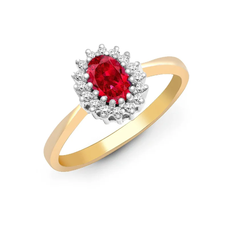 Vintage deco rings-9ct Yellow Gold Diamond And Ruby Ring