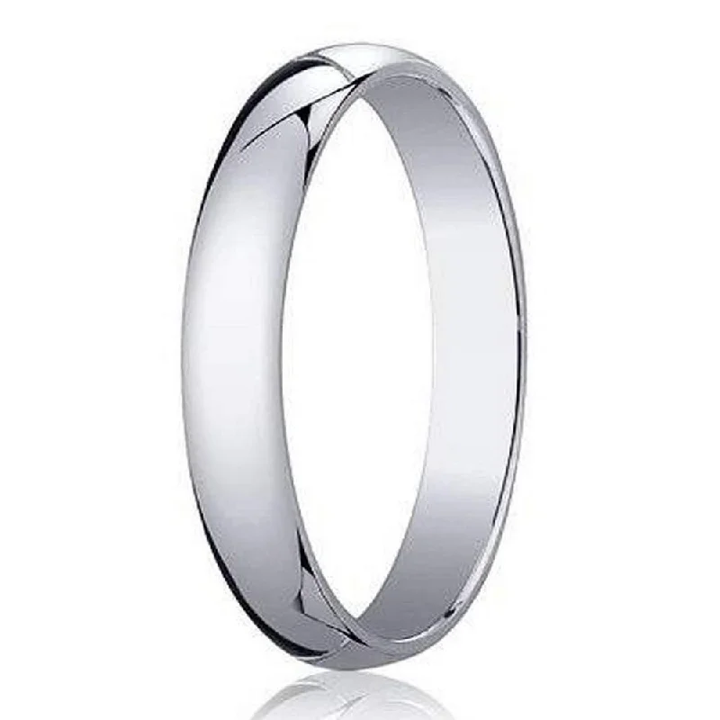 Clean modern rings-Men's 18K White Gold Designer Wedding Ring, Domed Profile | 3mm