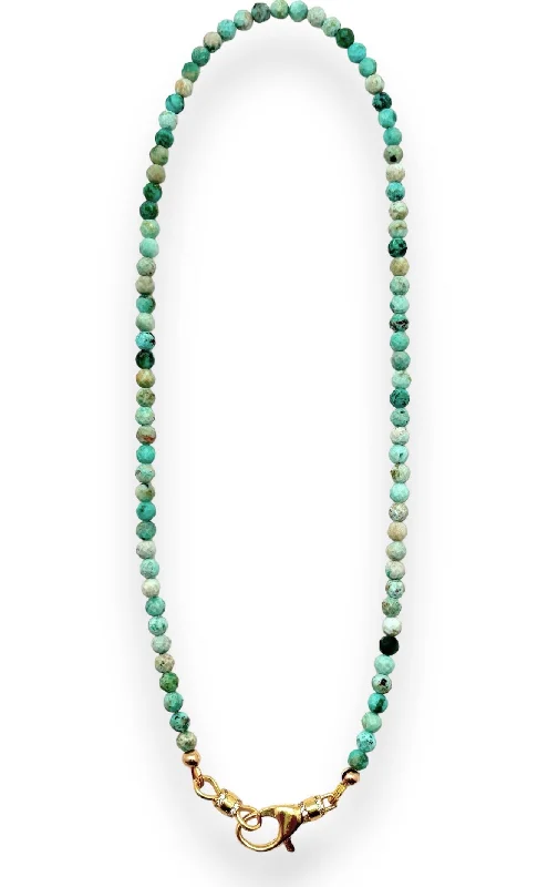 Shining crystal necklaces-Peruvian Turquoise Beaded Necklace