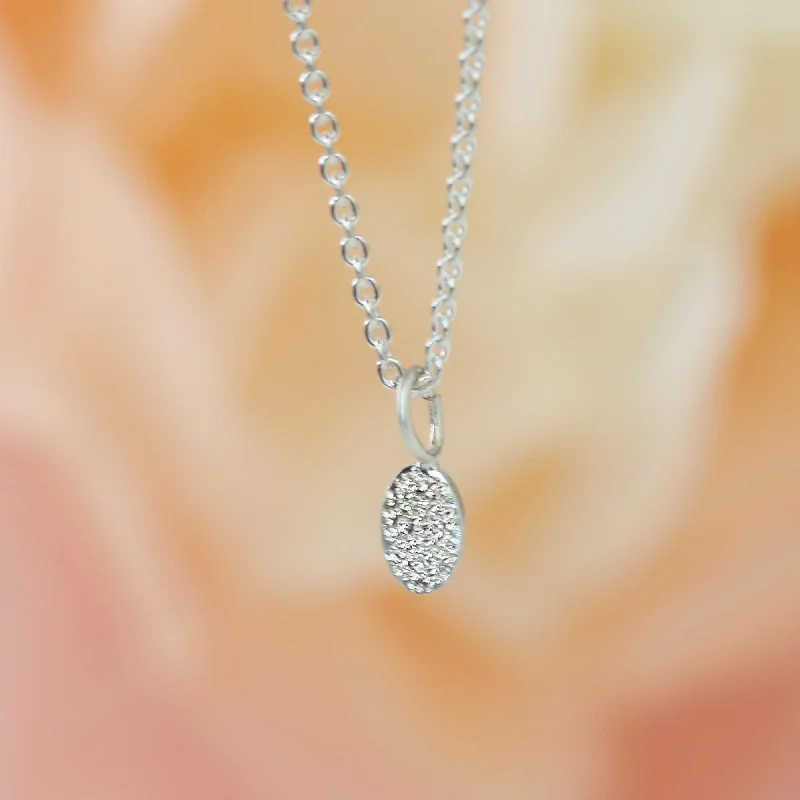 Faith cross necklaces-DIAMOND DUSTED TINY OVAL NECKLACE