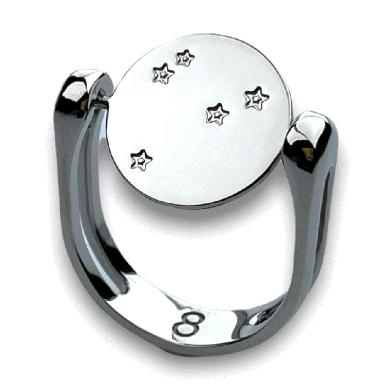 Single dot rings-Moon & Stars Symbol Fidget Ring