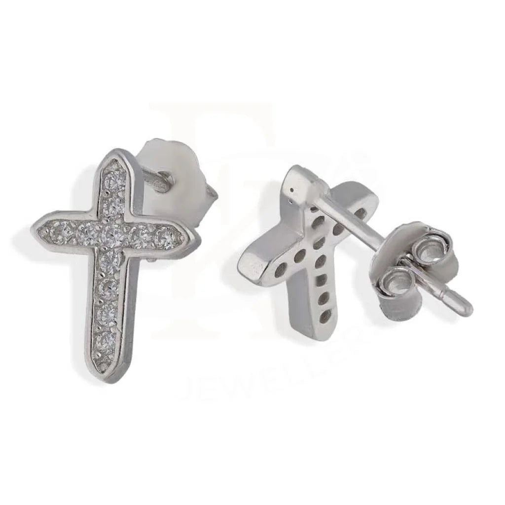 Linked loop earrings-Sterling Silver 925 Cross Stud Earrings - FKJERNSL2930