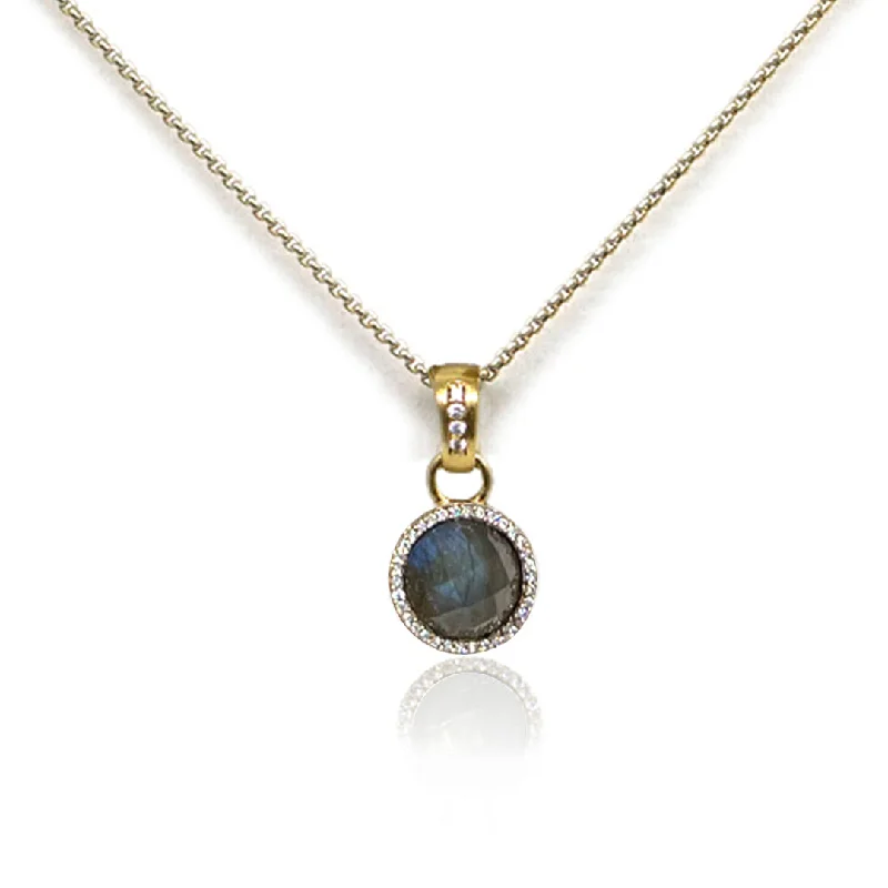 Gatsby style necklaces-GOLD LABRADORITE & PAVÉ FRAME NECKLACE