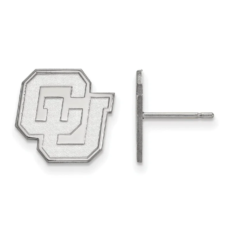 Grand statement earrings-Sterling Silver University of Colorado Small 'CU' Post Earrings