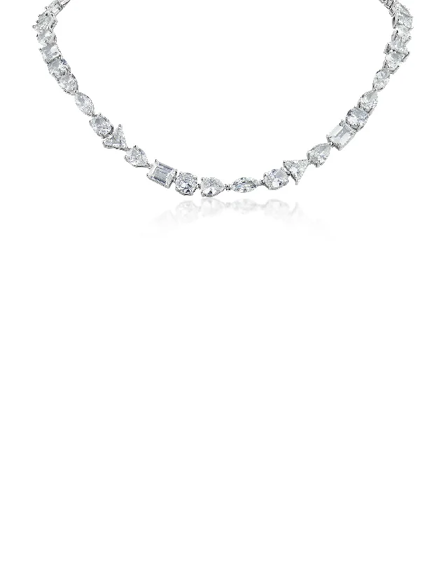 Mother’s birthstone necklaces-Multi Shape CZ Necklace