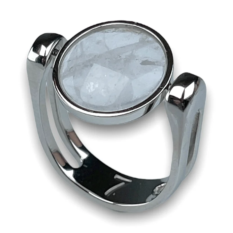 Thick stone rings-Clear Quartz Crystal Fidget Ring