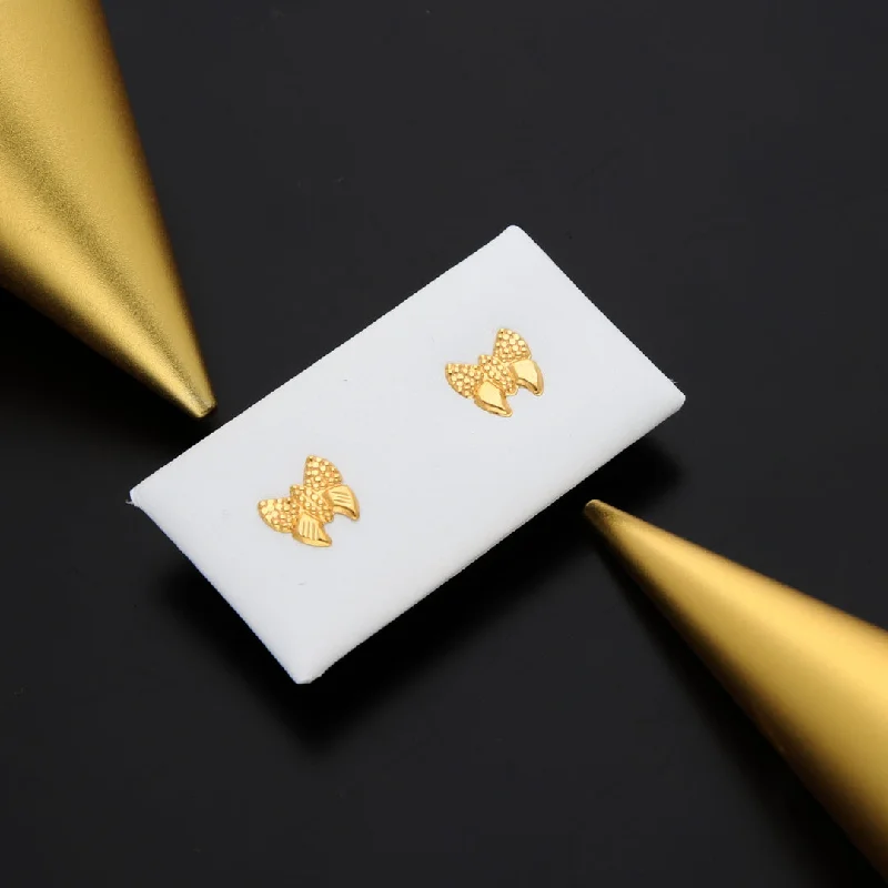 Offbeat pair earrings-Gold Bow Shaped Earrings 21KT - FKJERN21KM9723