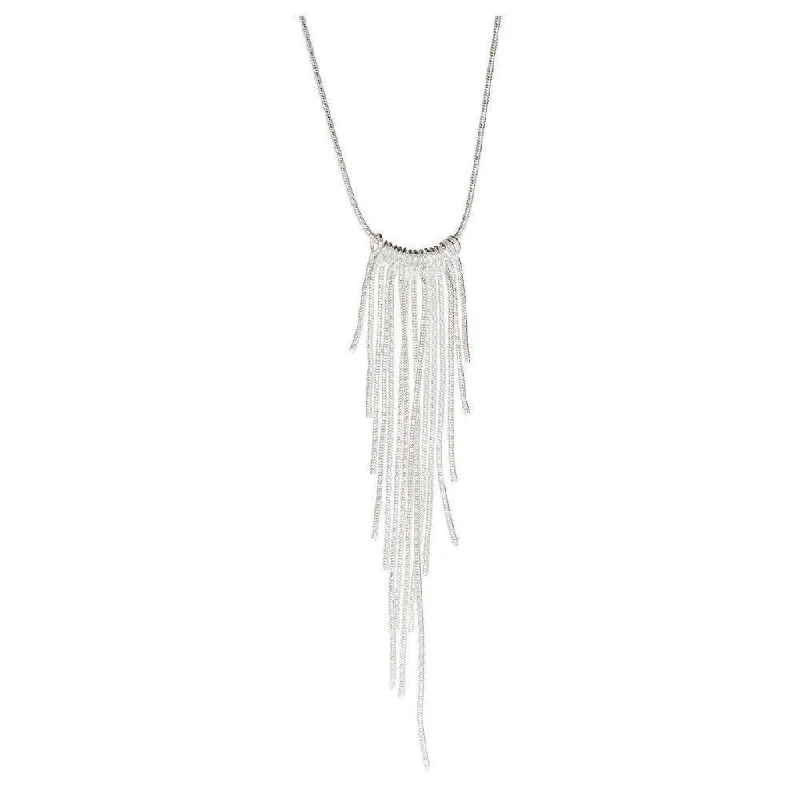 Box clasp necklaces-Long Fringe Necklace