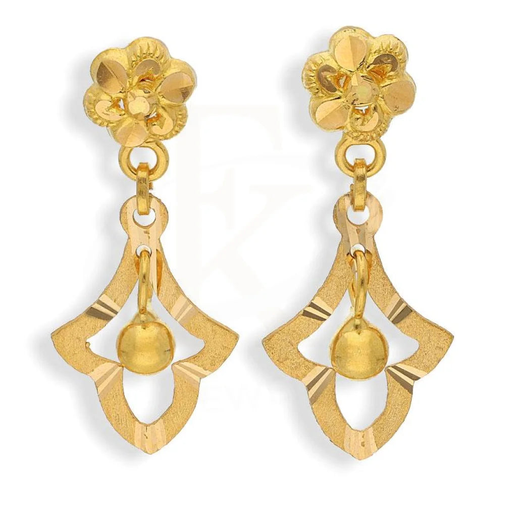 Soft shape earrings-Gold Hanging Ball Drop Earrings 22KT - FKJERN22K2098