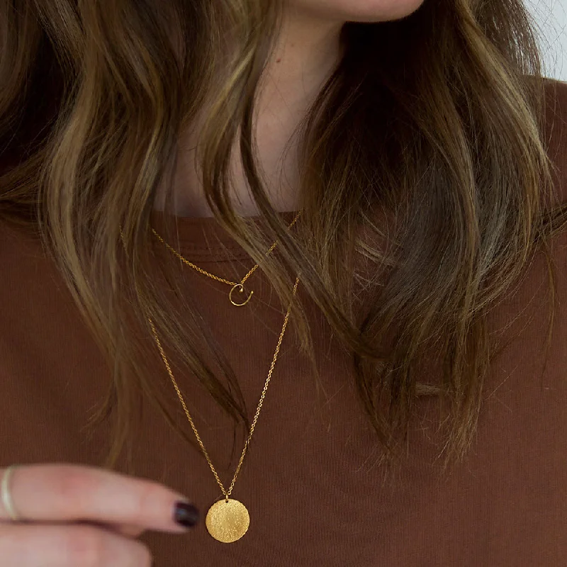 Curved design necklaces-SMALL COIN NECKLACE