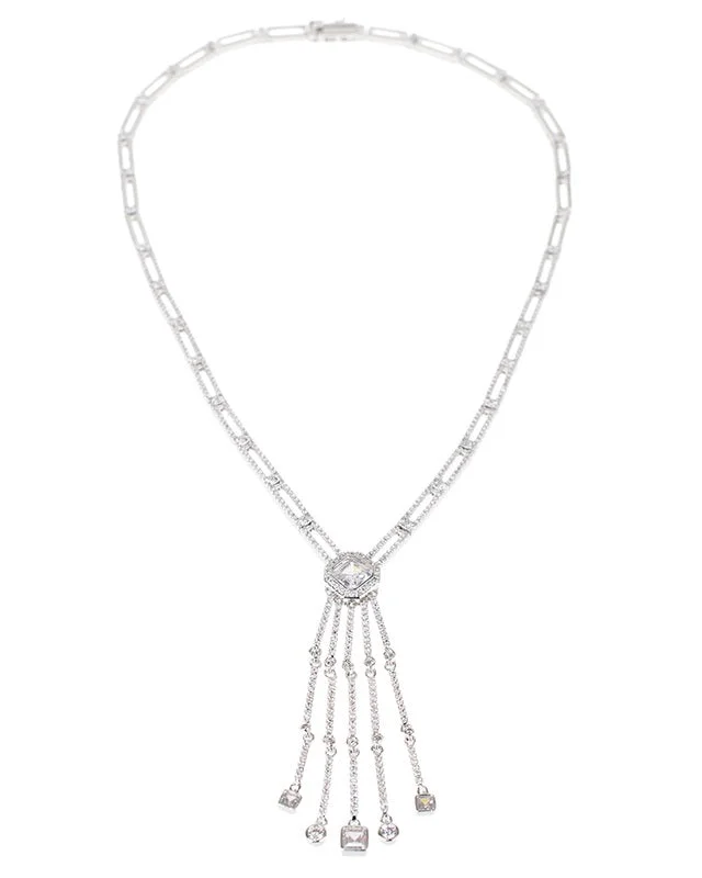 Tidal wave necklaces-CZ Fringe Necklace