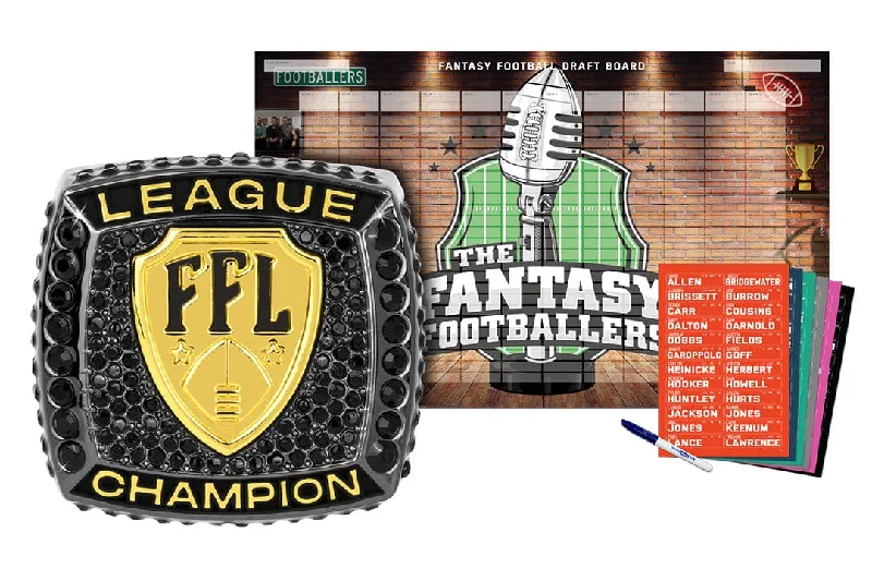 Linked band rings-Championship Ring + 2024 Fantasy Footballers Draft Board Kit