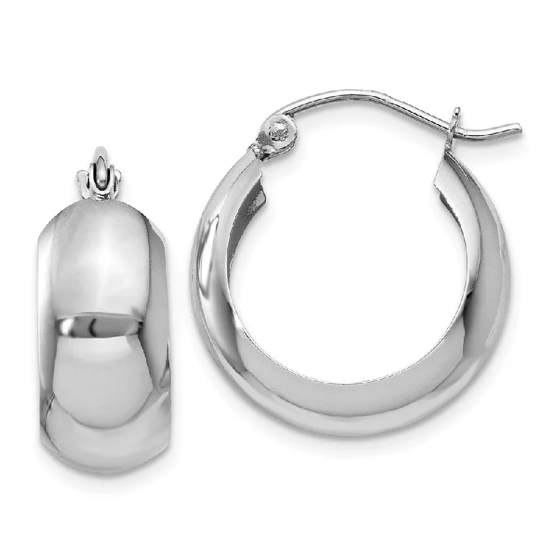 Airy hoop earrings-7mm, 14k White Gold Half Round Hoop Earrings, 18mm (11/16 Inch)