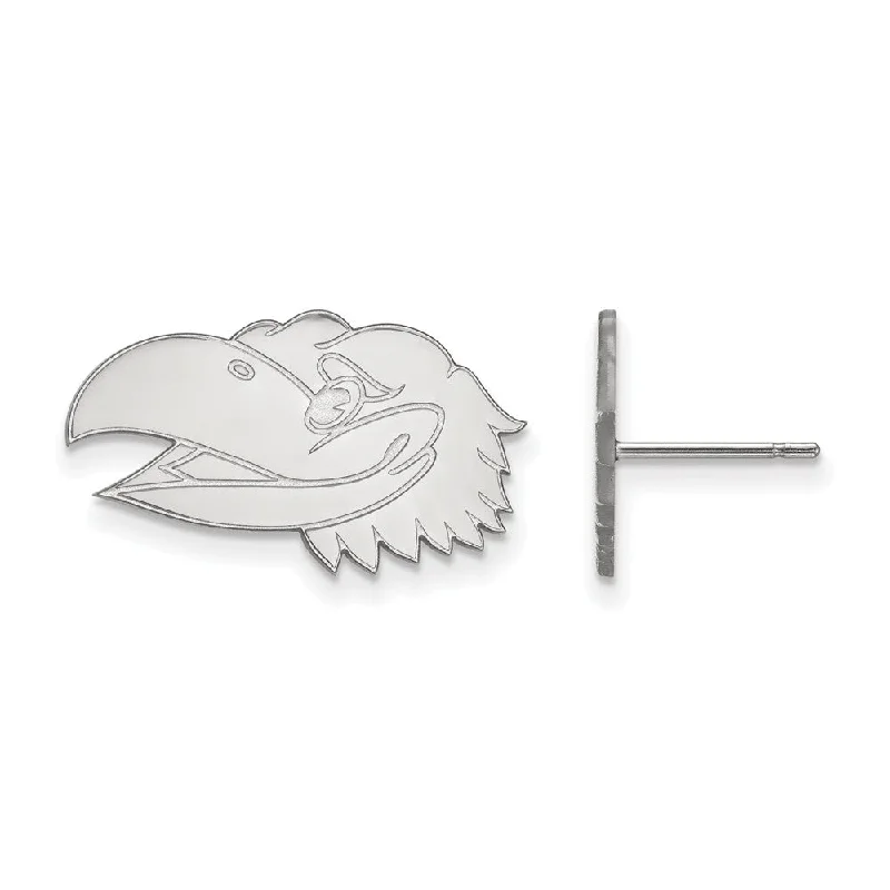 Oversized ring earrings-Sterling Silver University of Kansas Small Mascot Head Post Earrings