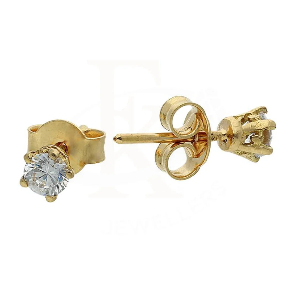 Micro heart earrings-Gold Solitaire Stud Earrings 18KT - FKJERN1408