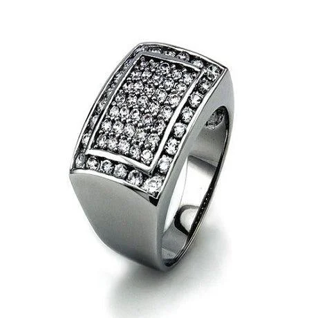 Single dot rings-Sterling Silver Pave-Set CZ Statement Ring-20mm