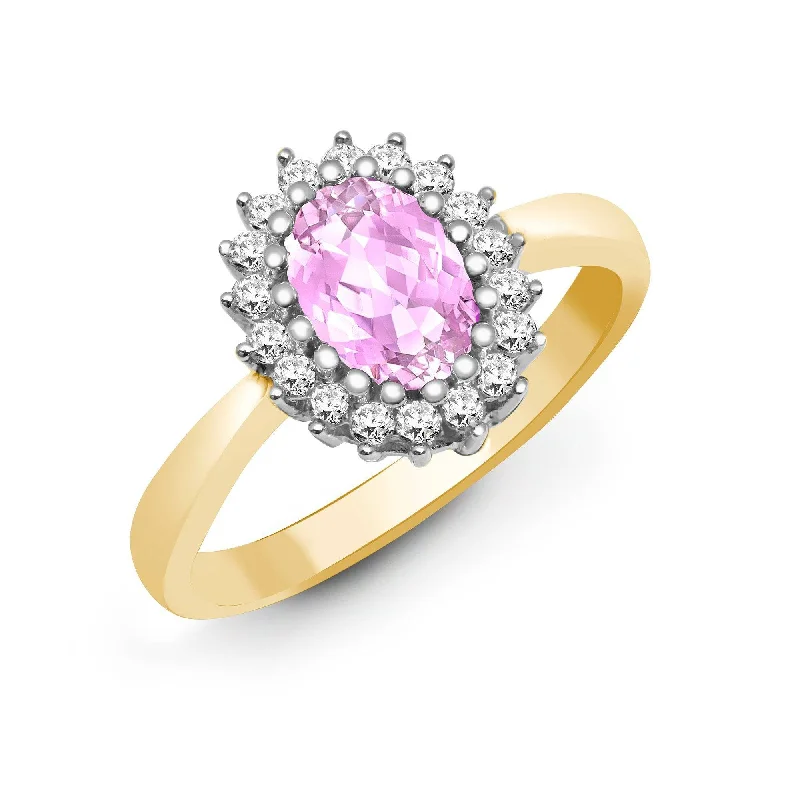 Burnished bronze rings-9ct Yellow Gold Diamond And Pink Sapphire Ring