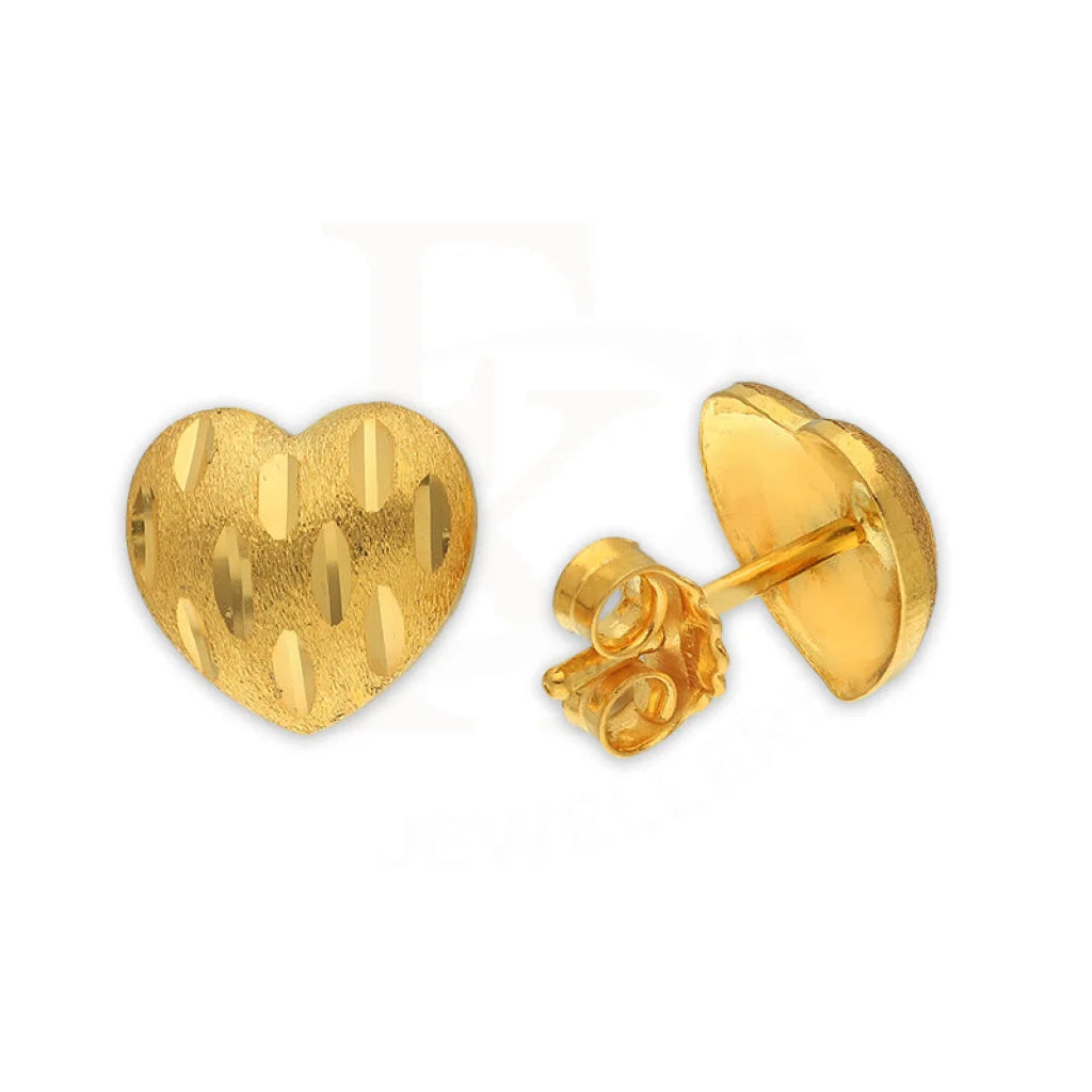 Offbeat pair earrings-Gold Heart Shaped Stud Earrings 22KT - FKJERN22K3135