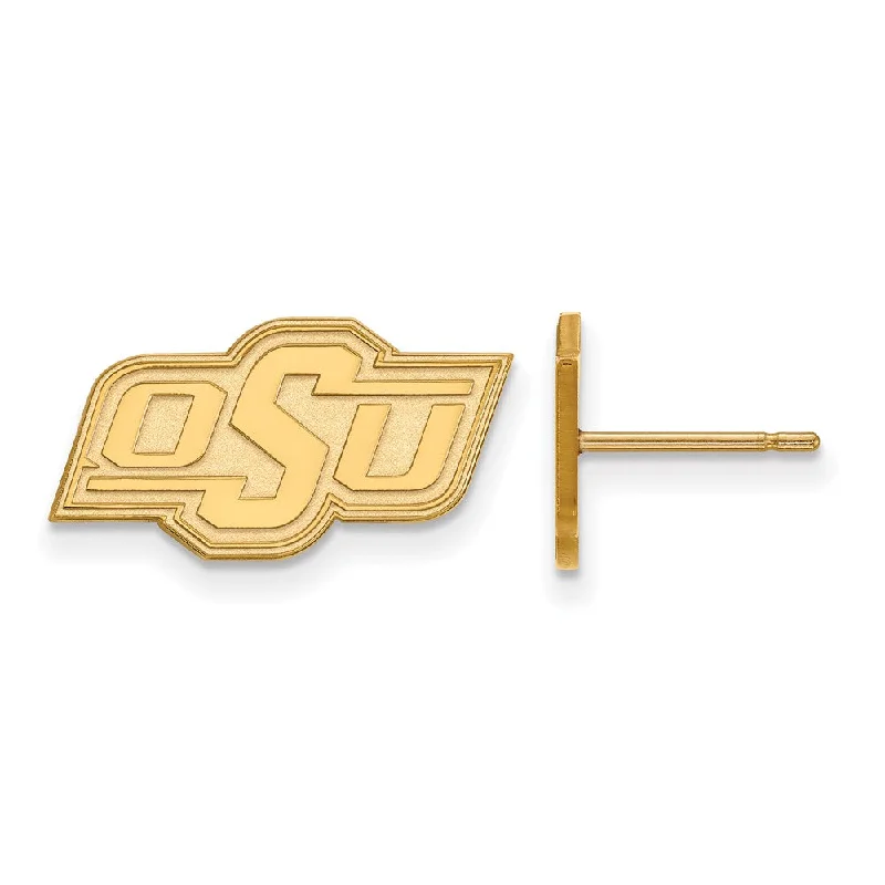 Glowing star earrings-14k Yellow Gold Oklahoma State University XS (Tiny) Post Earrings