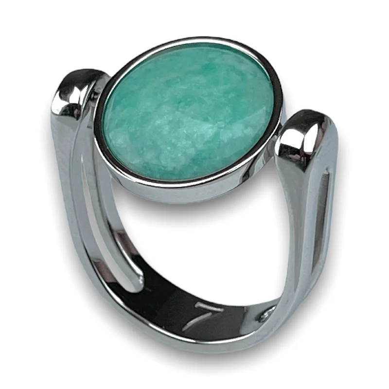 Cultured pearl rings-Amazonite Crystal Fidget Ring