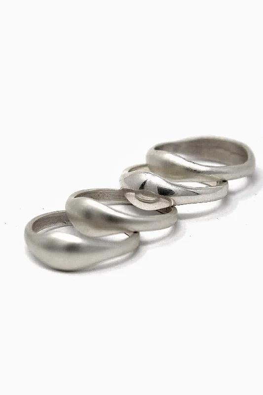 Raw wood rings-Double Curve Ring Silver Small