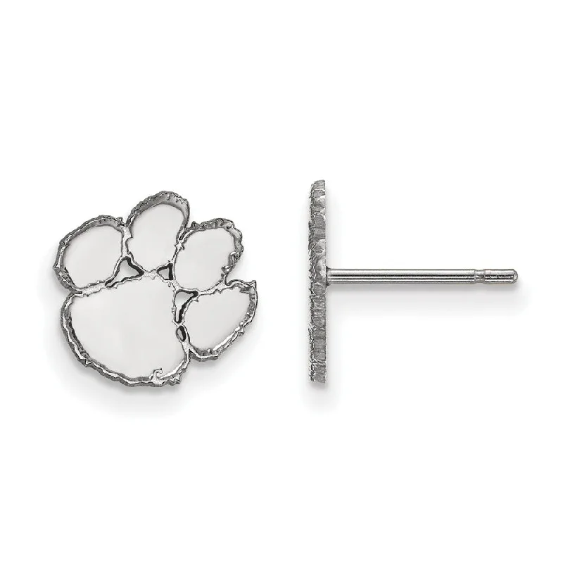 Gatsby deco earrings-10k White Gold Clemson University XS (Tiny) Post Earrings