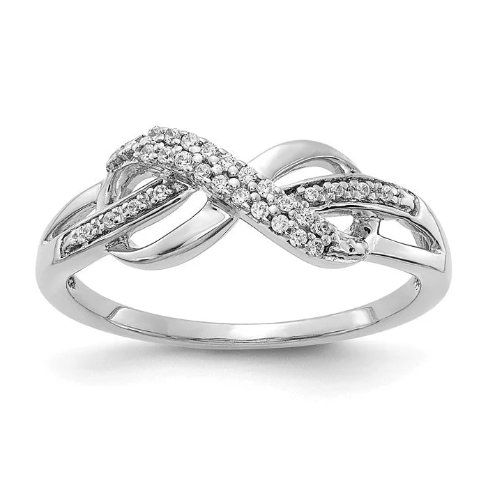 Glossy black rings-14K White Gold Diamond Infinity Symbol Knot Ring