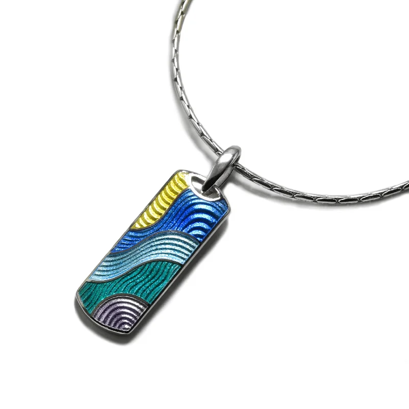 Old coin necklaces-Tropical Waves Enamel Pendant