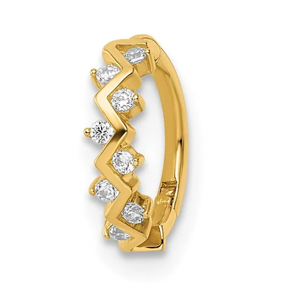 Vintage flair rings-14k Yellow Gold CZ Cartilage Hoop Ring