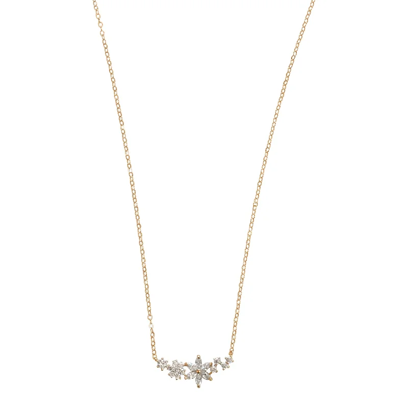 Clean-line necklaces-Clustered Crystal Floral Necklace