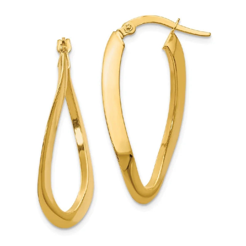 Micro heart earrings-Twisted Oval Hoop Earrings in 14k Yellow Gold, 33mm (1 5/16 Inch)