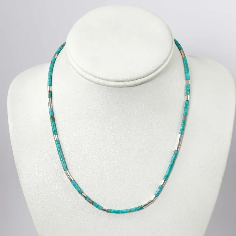 Gem cluster necklaces-Turquoise and Silver Necklace