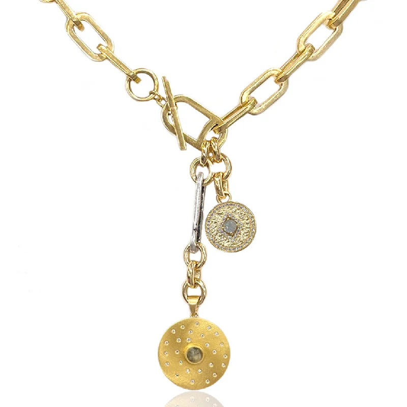 Ladybug charm necklaces-BRUSHED GOLD RICO RONDO TOGGLE NECKLACE