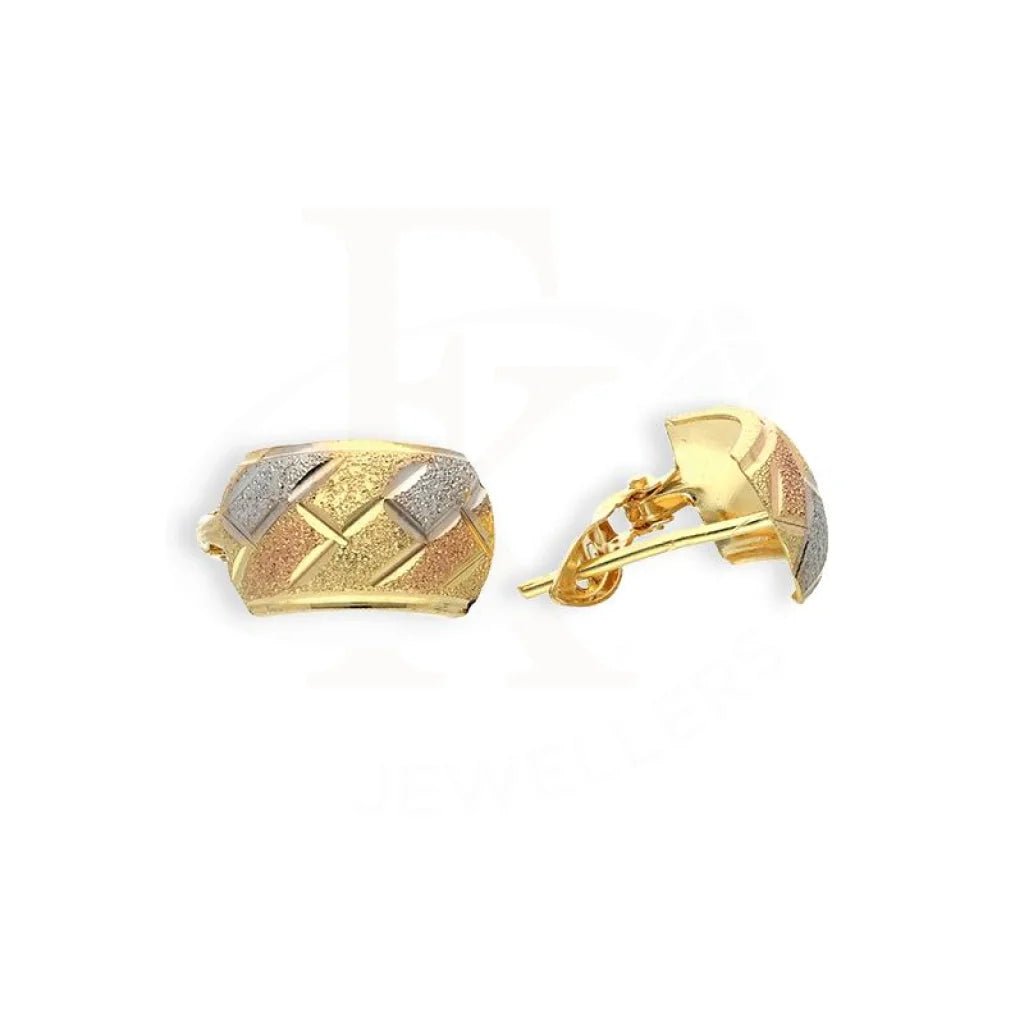 Oversized ring earrings-Gold Tri-Tone Clip Earrings 18KT - FKJERN18K2279