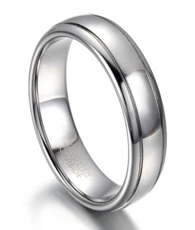 Broad gem rings-Tungsten Wedding Ring for Men With Polished Dome Profile | 7mm