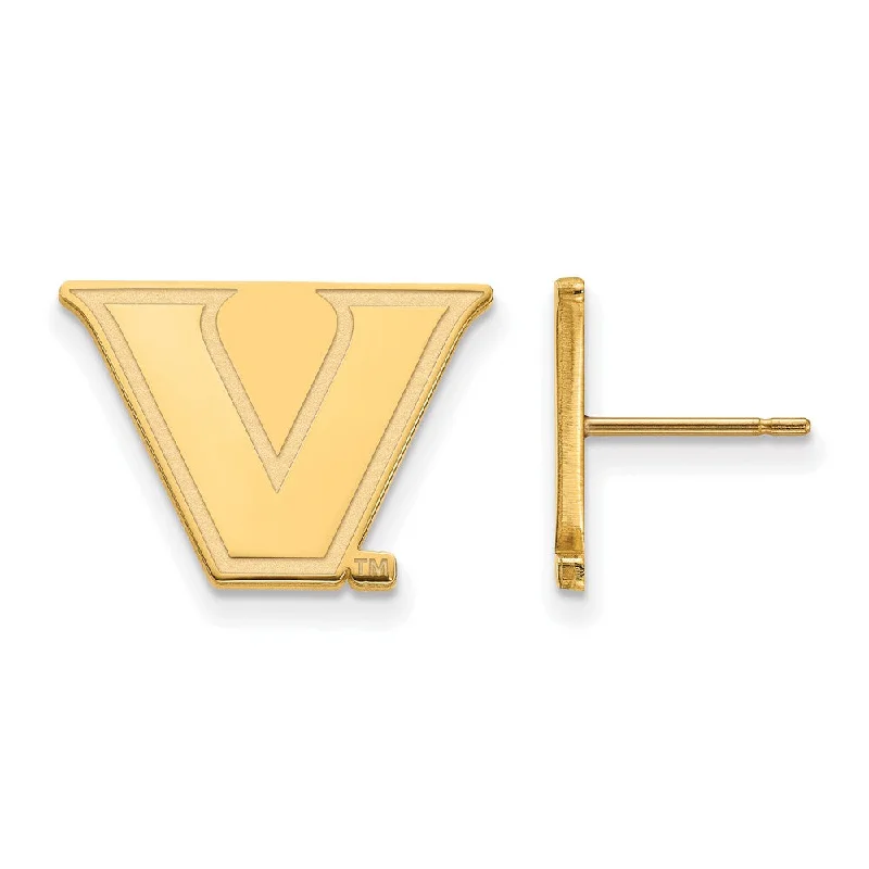 Grand statement earrings-14k Gold Plated Silver Vanderbilt University Small Post Earrings