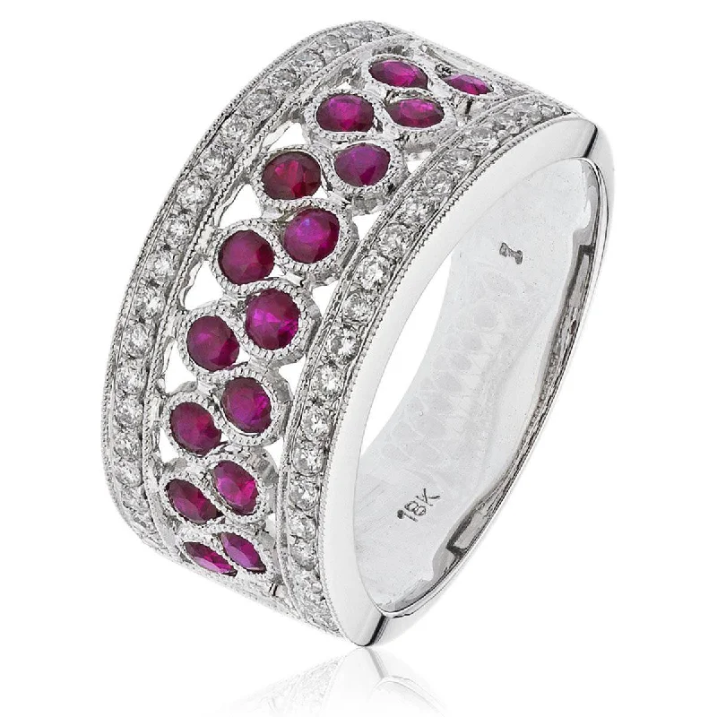 Shadow gothic rings-18CT White Gold Ruby and Diamond Cocktail Ring