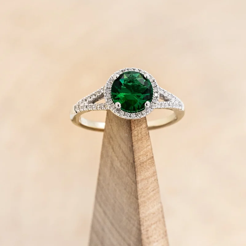 Heritage cameo rings-"AURA" - BIRTHSTONE RING WITH A LAB-GROWN EMERALD CENTER STONE & DIAMOND ACCENTS